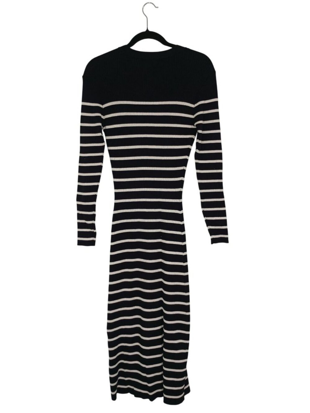 Evereve Striped Ribbed Knit Long Button-Up Cardigan Dress Black & White Size M - Picture 11 of 12